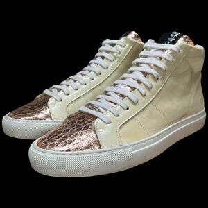 P448 Star 2.0 Women's Sz 39/Us 8.5-9 Mid Top Sneakers Pearl Snake Side Zip. READ